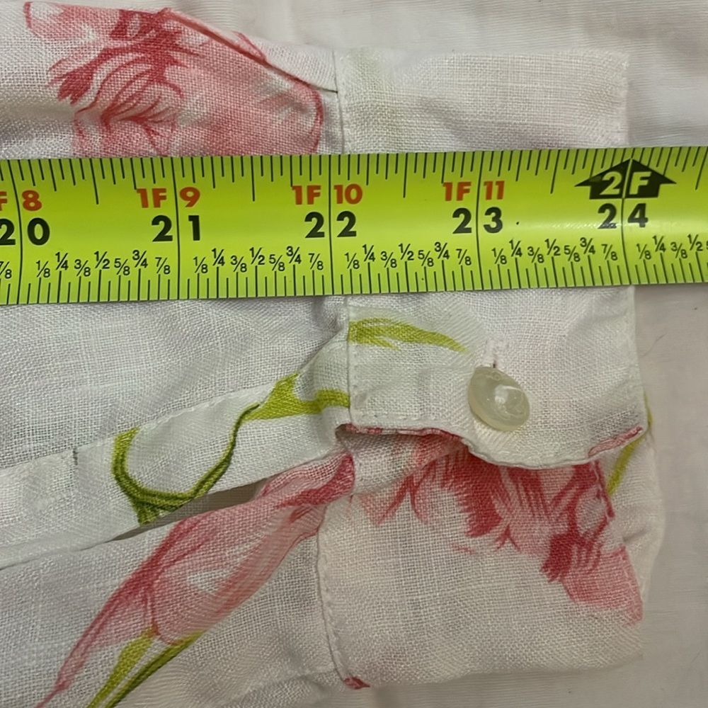 Island Republic White Floral Linen Button Up Shirt Womens Size Small Oversized - Picture 6 of 10